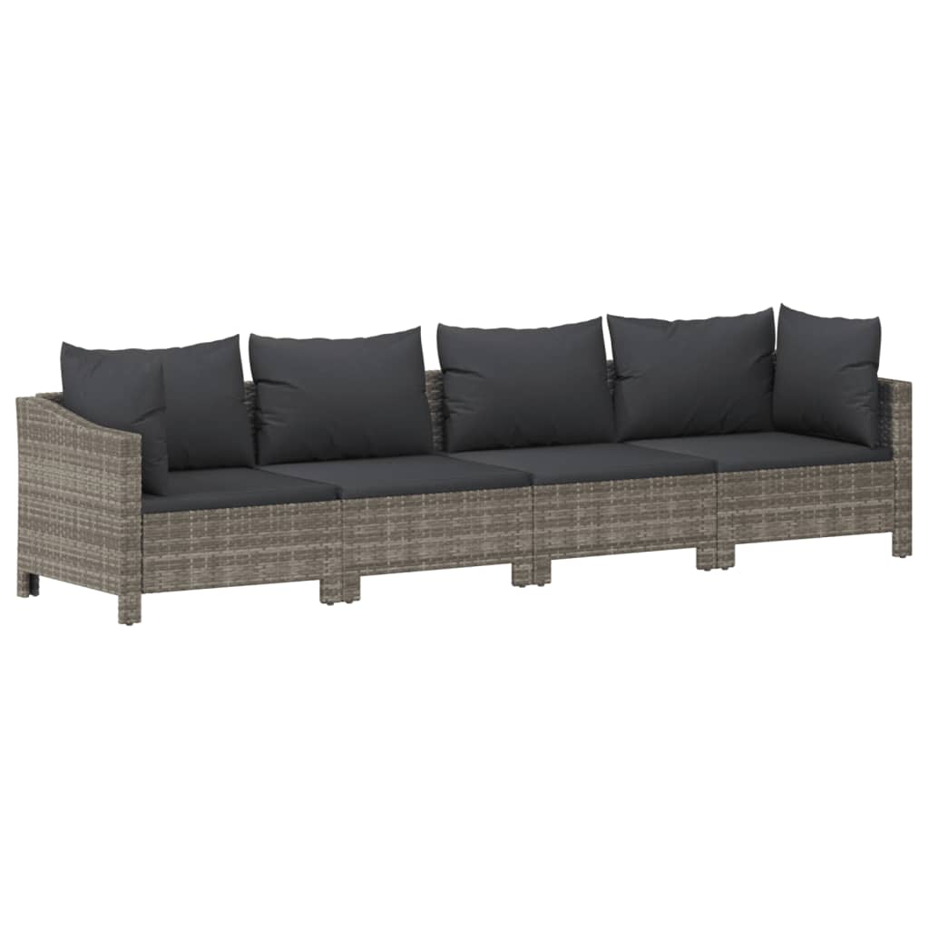 Set Divani da Giardino 8 pz con Cuscini in Polyrattan Grigio - immagine 5