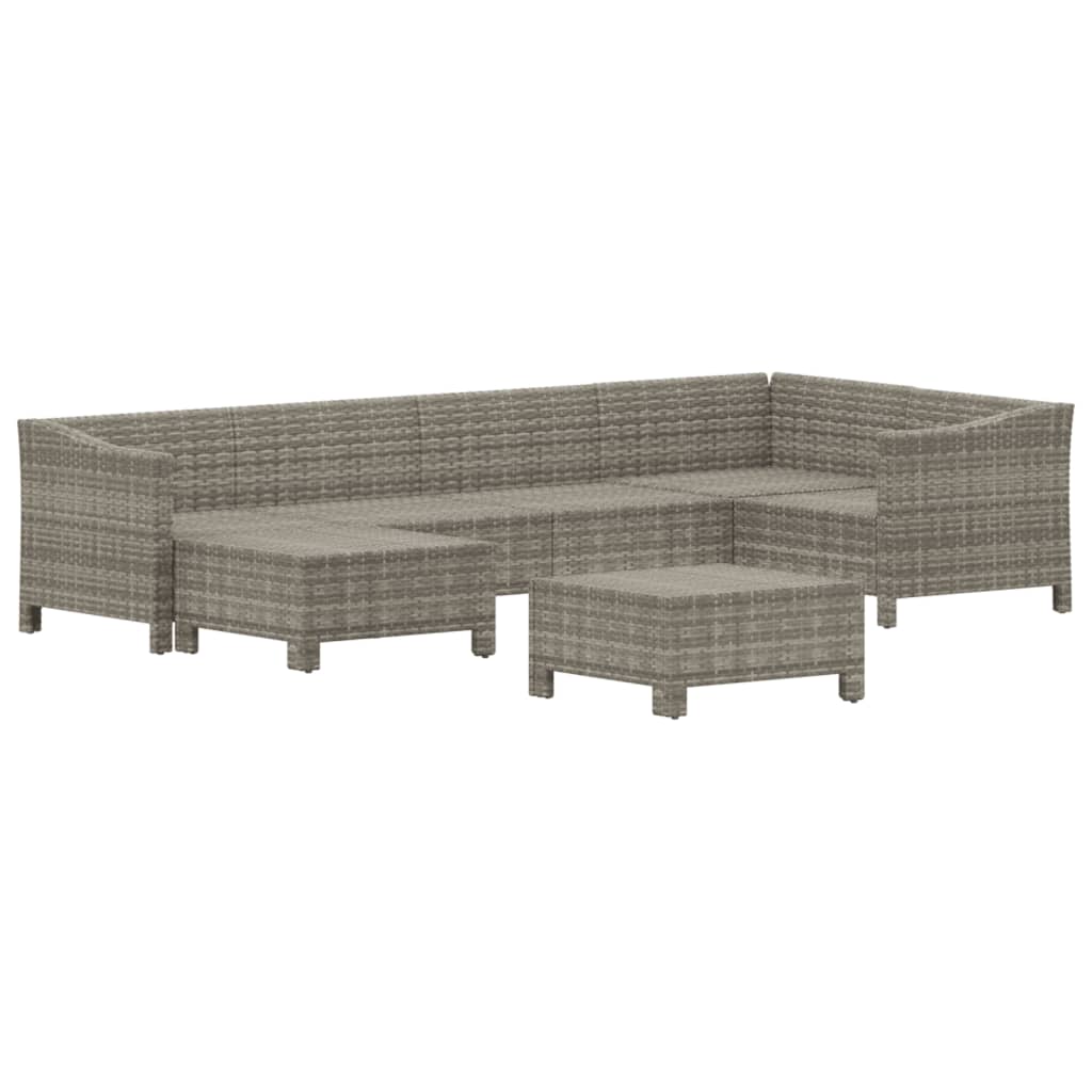Set Divani da Giardino 7 pz con Cuscini in Polyrattan Grigio - immagine 4