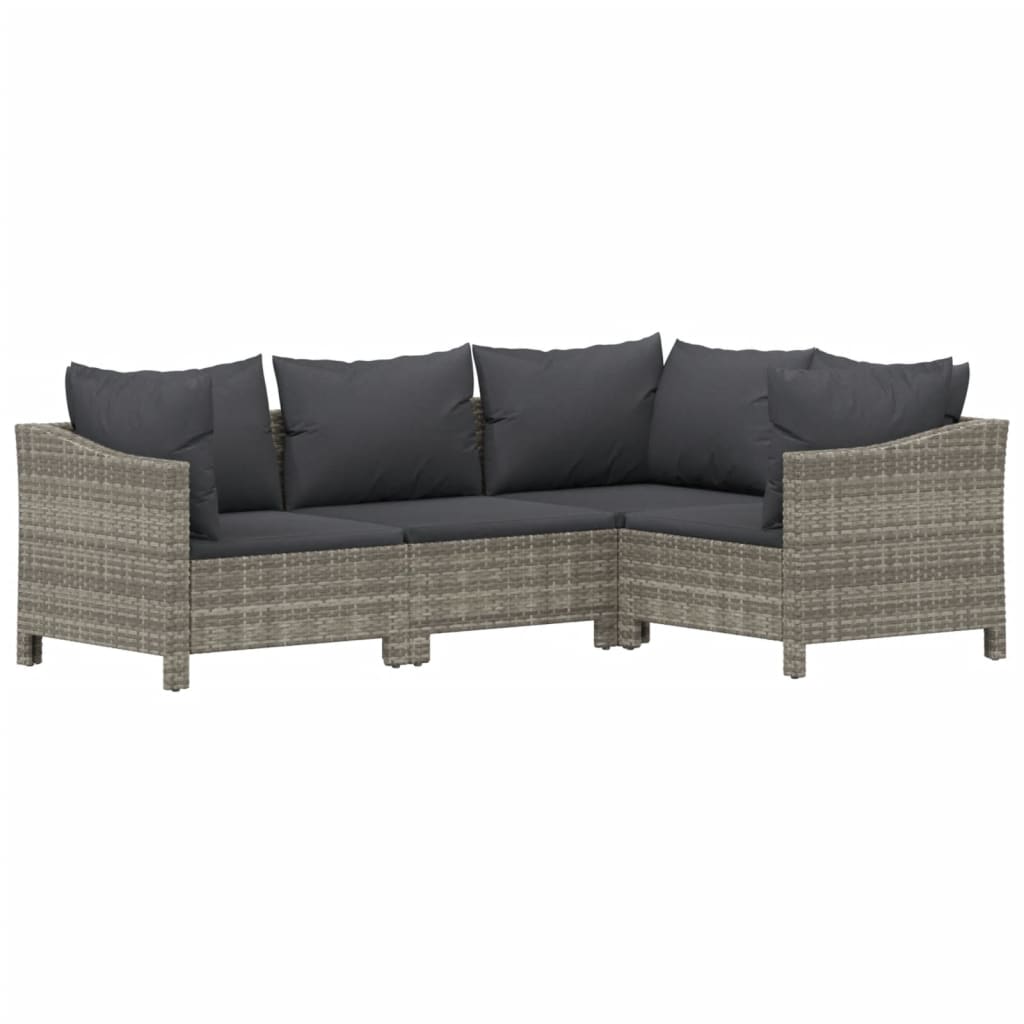 Set Divani da Giardino 7 pz con Cuscini in Polyrattan Grigio - immagine 5