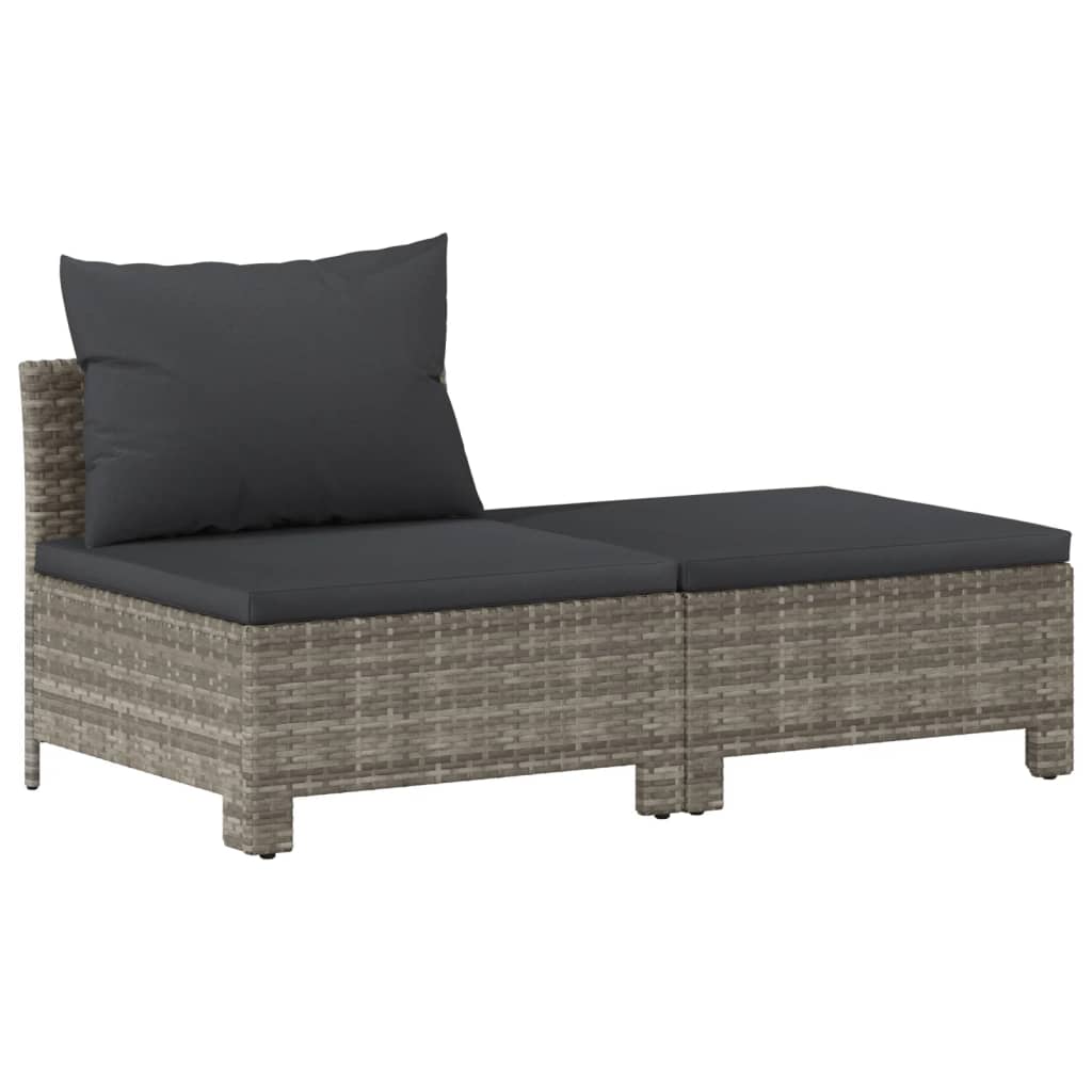 Set Divani da Giardino 7 pz con Cuscini in Polyrattan Grigio - immagine 6