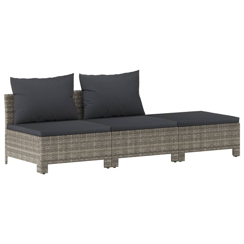 Set Divani da Giardino 8 pz con Cuscini in Polyrattan Grigio - immagine 5