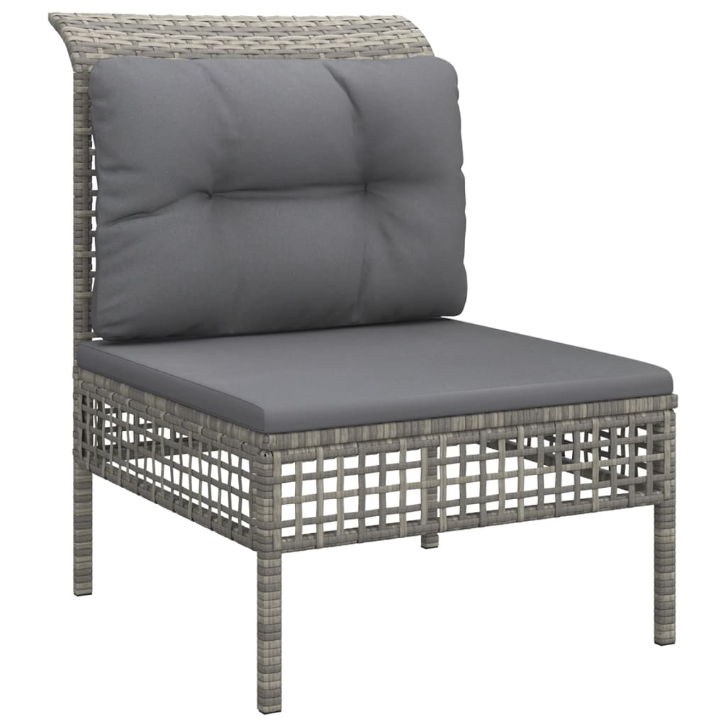 Set Divani da Giardino 5 pz con Cuscini in Polyrattan Grigio - immagine 4