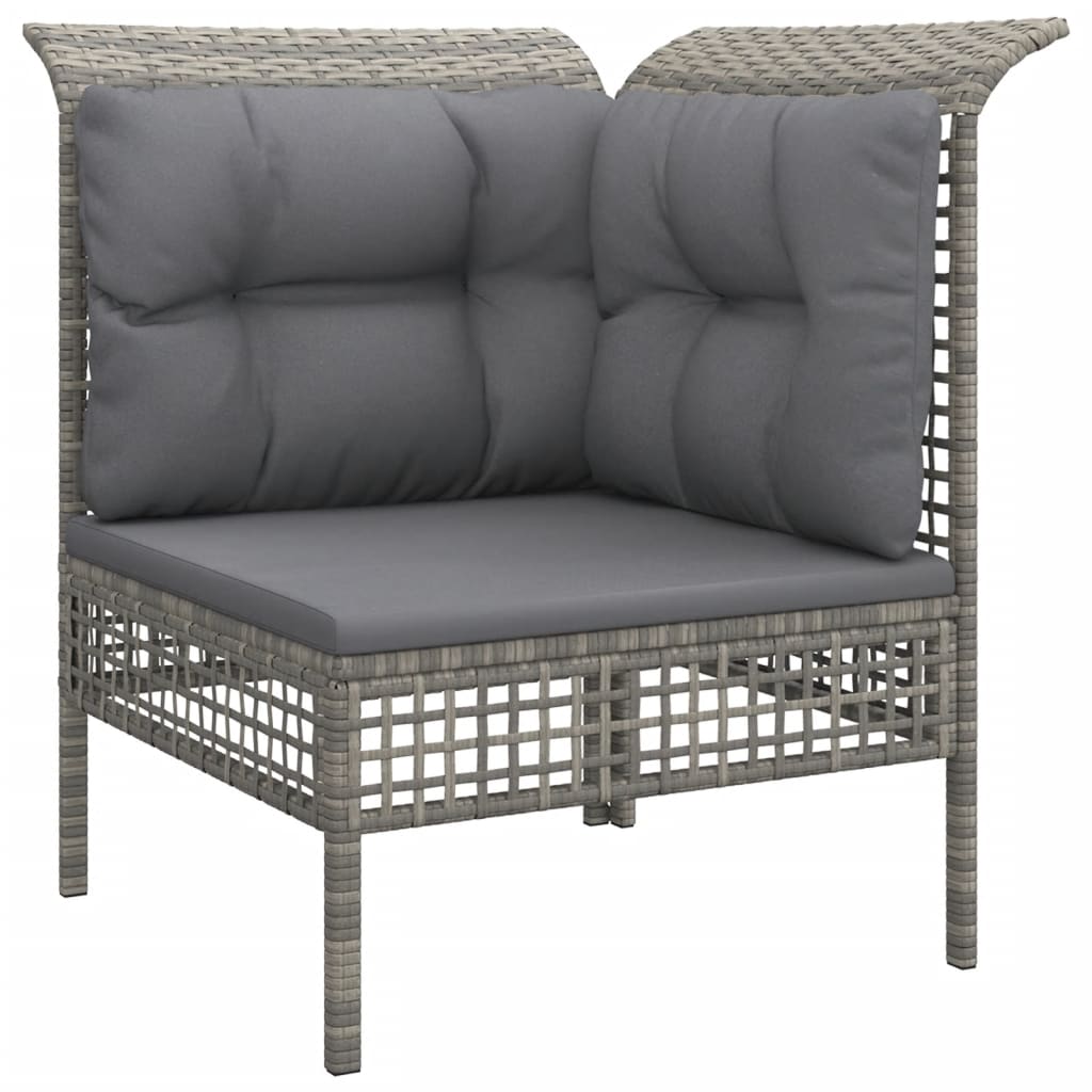 Set Divani da Giardino 5 pz con Cuscini in Polyrattan Grigio - immagine 5