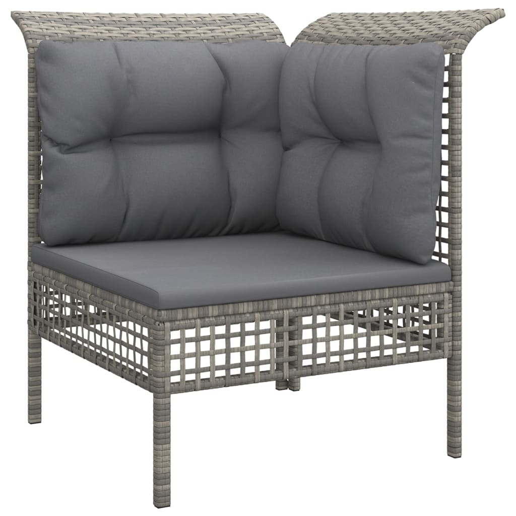 Set Divani da Giardino 6 pz con Cuscini in Polyrattan Grigio - immagine 5