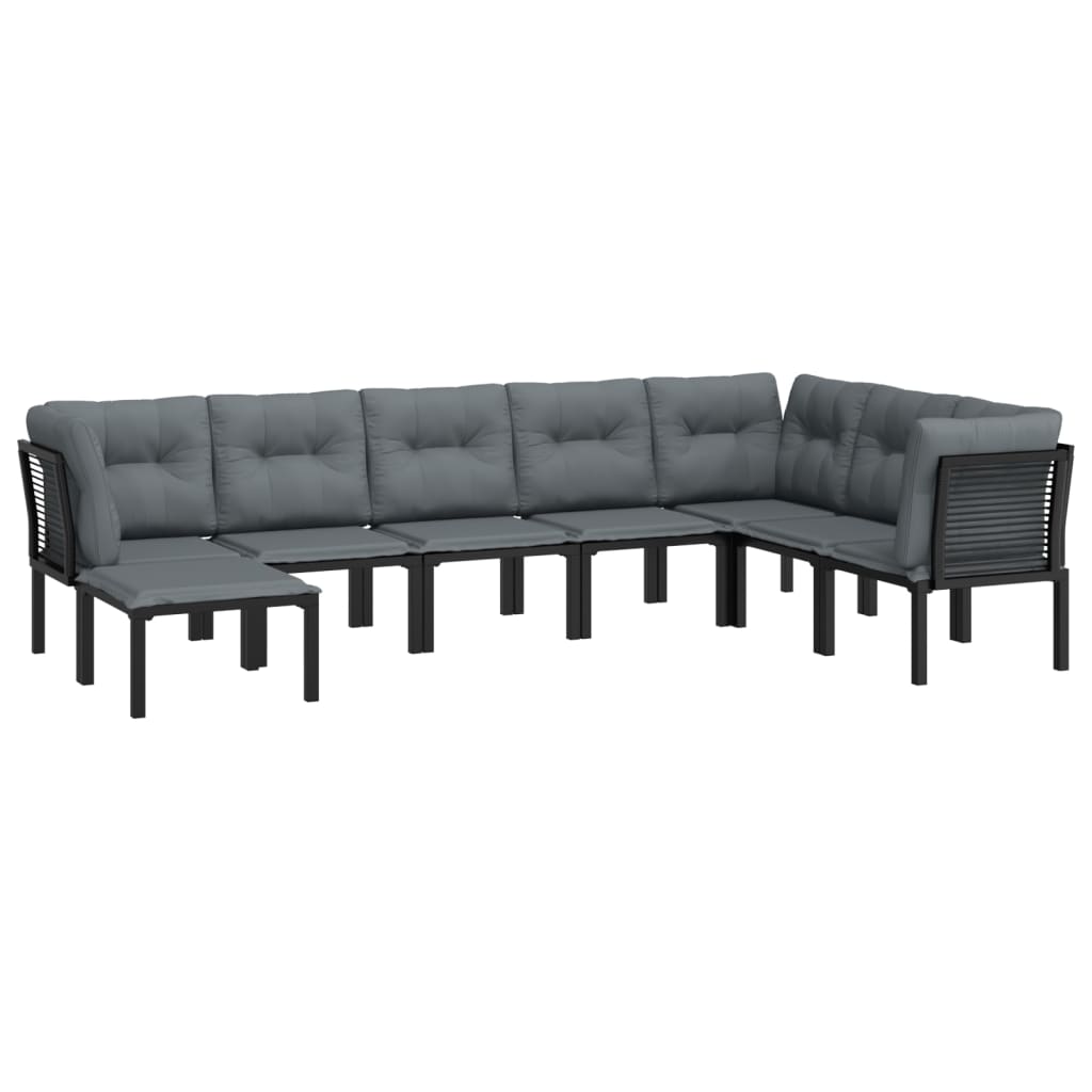 Set Salotto da Giardino 8 pz Nero e Grigio in Polyrattan - immagine 3