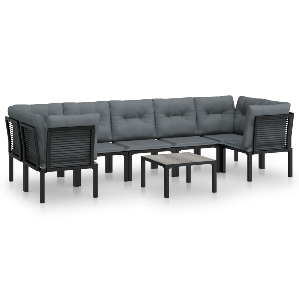 Set Salotto da Giardino 8 pz Nero e Grigio in Polyrattan - immagine 2
