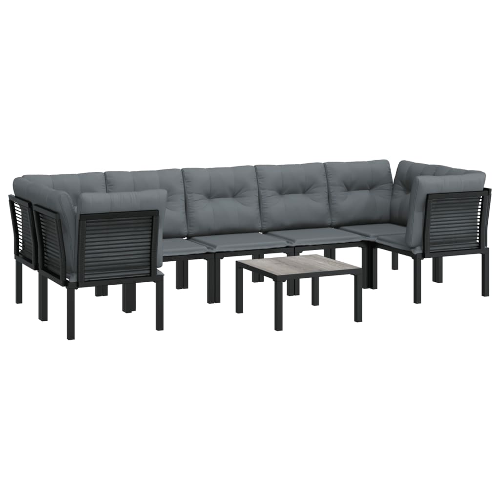 Set Salotto da Giardino 8 pz Nero e Grigio in Polyrattan - immagine 3