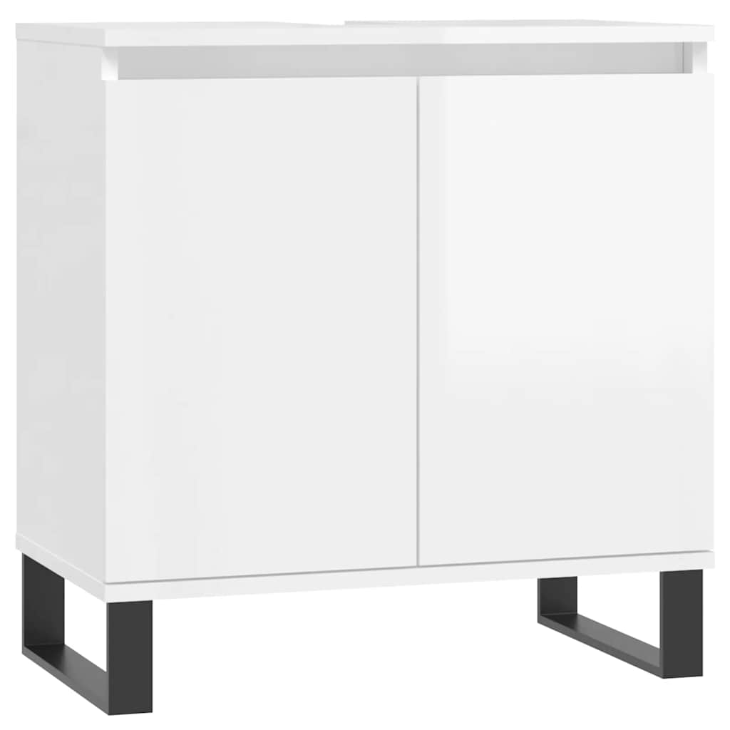 Armadietto Bagno Bianco Lucido 58x33x60cm in Legno Multistrato - immagine 8