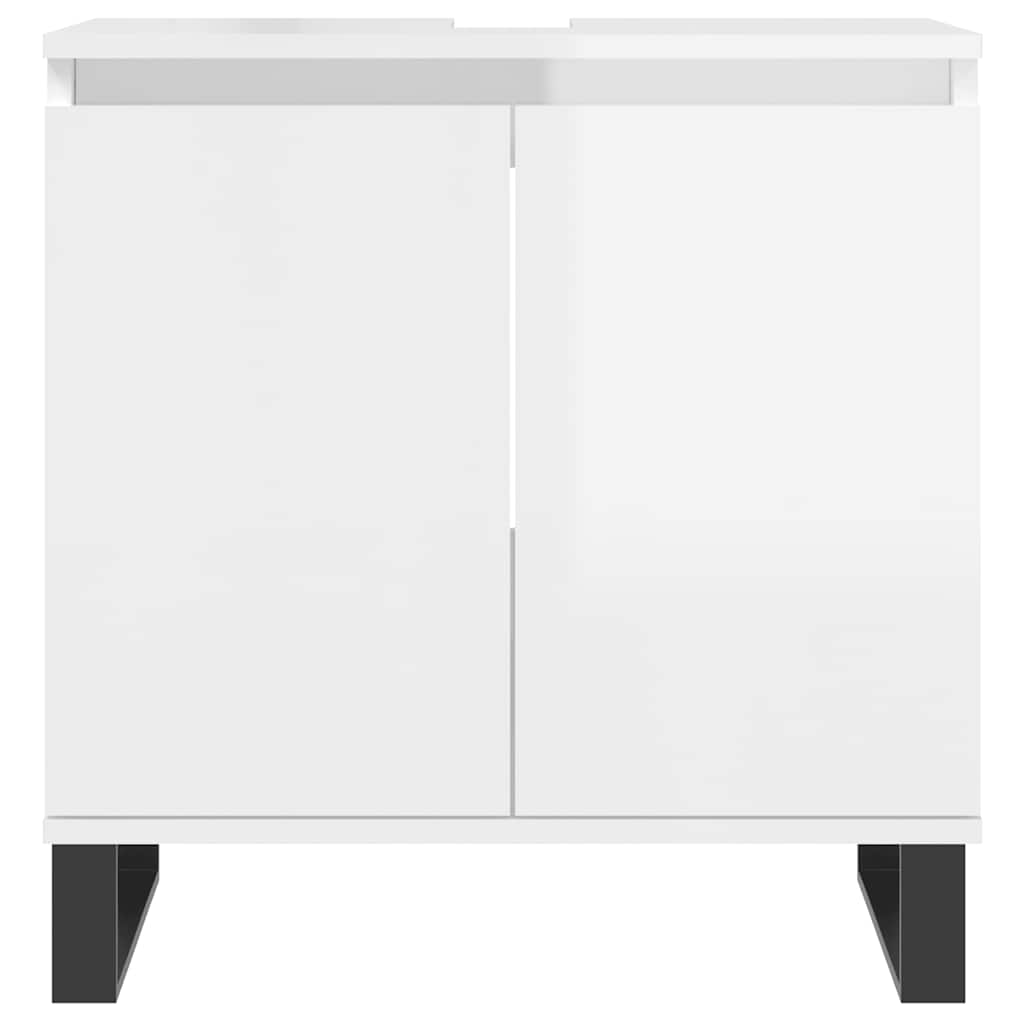 Armadietto Bagno Bianco Lucido 58x33x60cm in Legno Multistrato - immagine 4