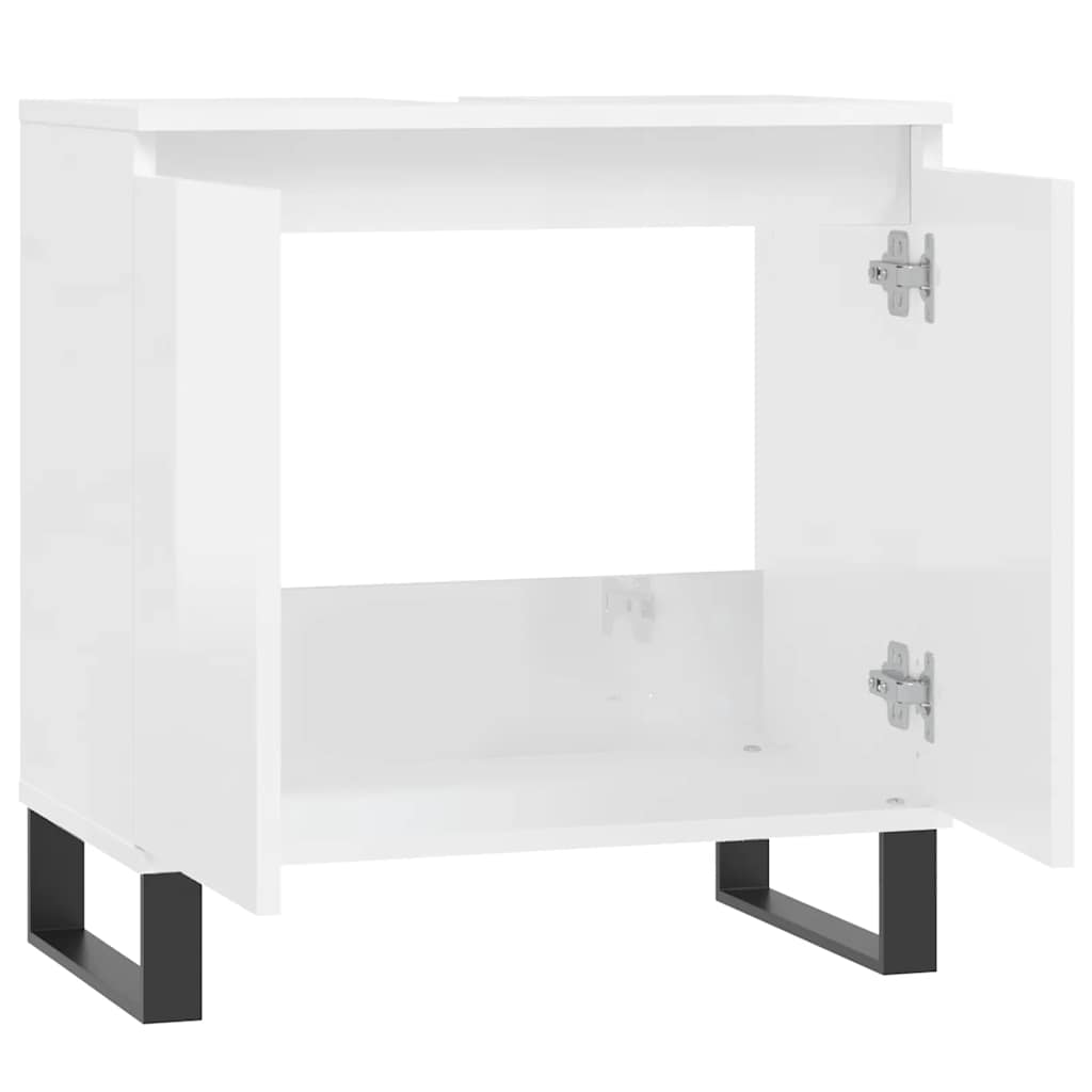 Armadietto Bagno Bianco Lucido 58x33x60cm in Legno Multistrato - immagine 3
