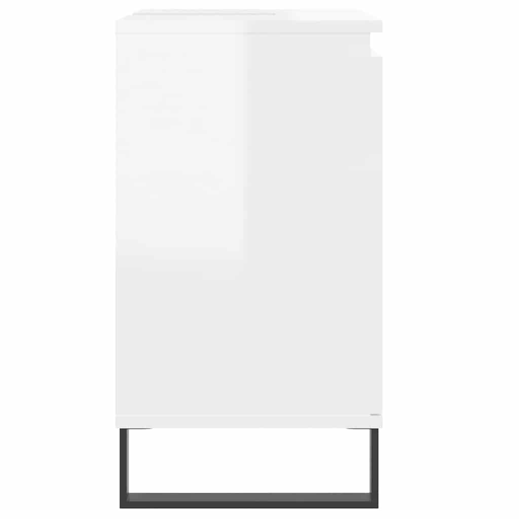 Armadietto Bagno Bianco Lucido 58x33x60cm in Legno Multistrato - immagine 7
