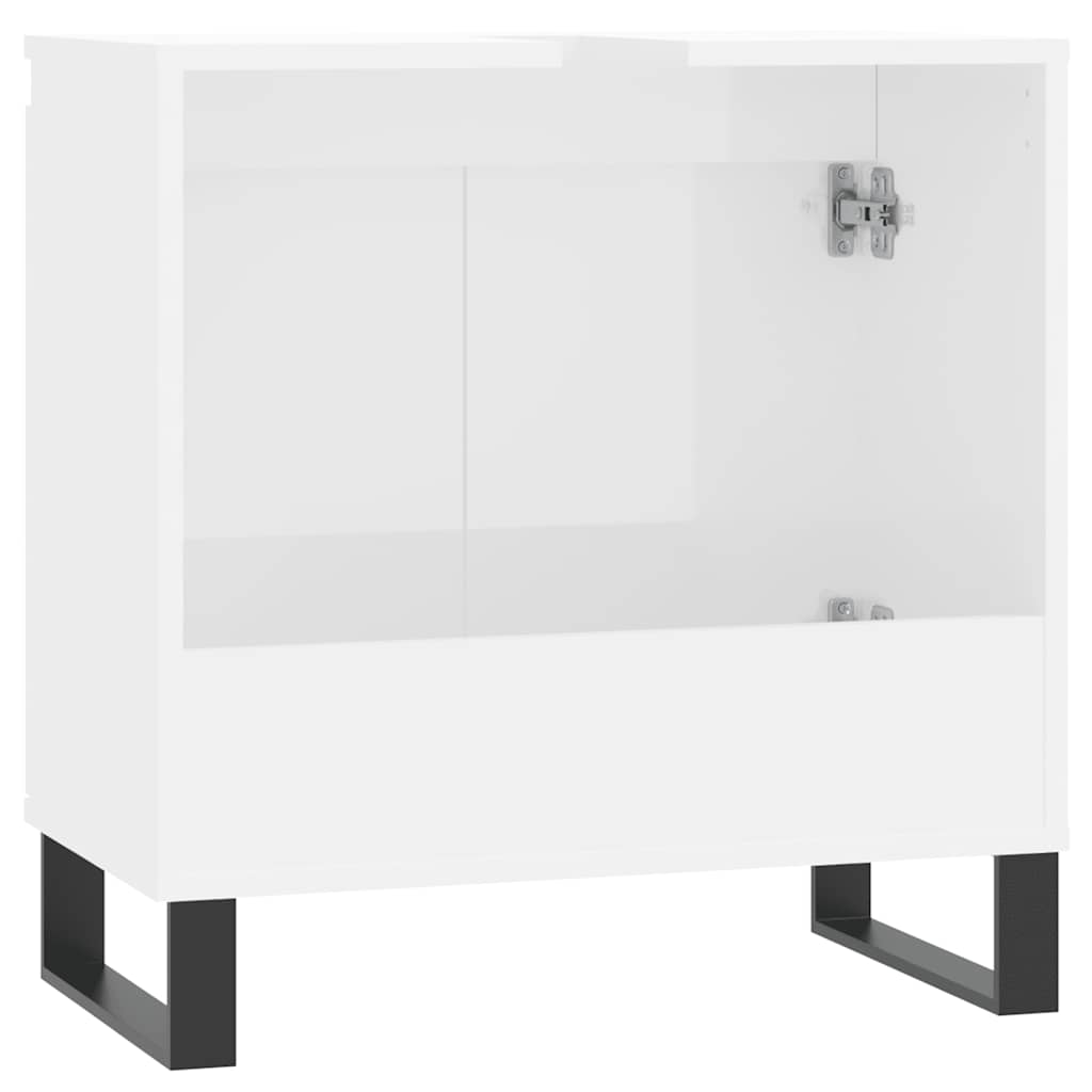 Armadietto Bagno Bianco Lucido 58x33x60cm in Legno Multistrato - immagine 9