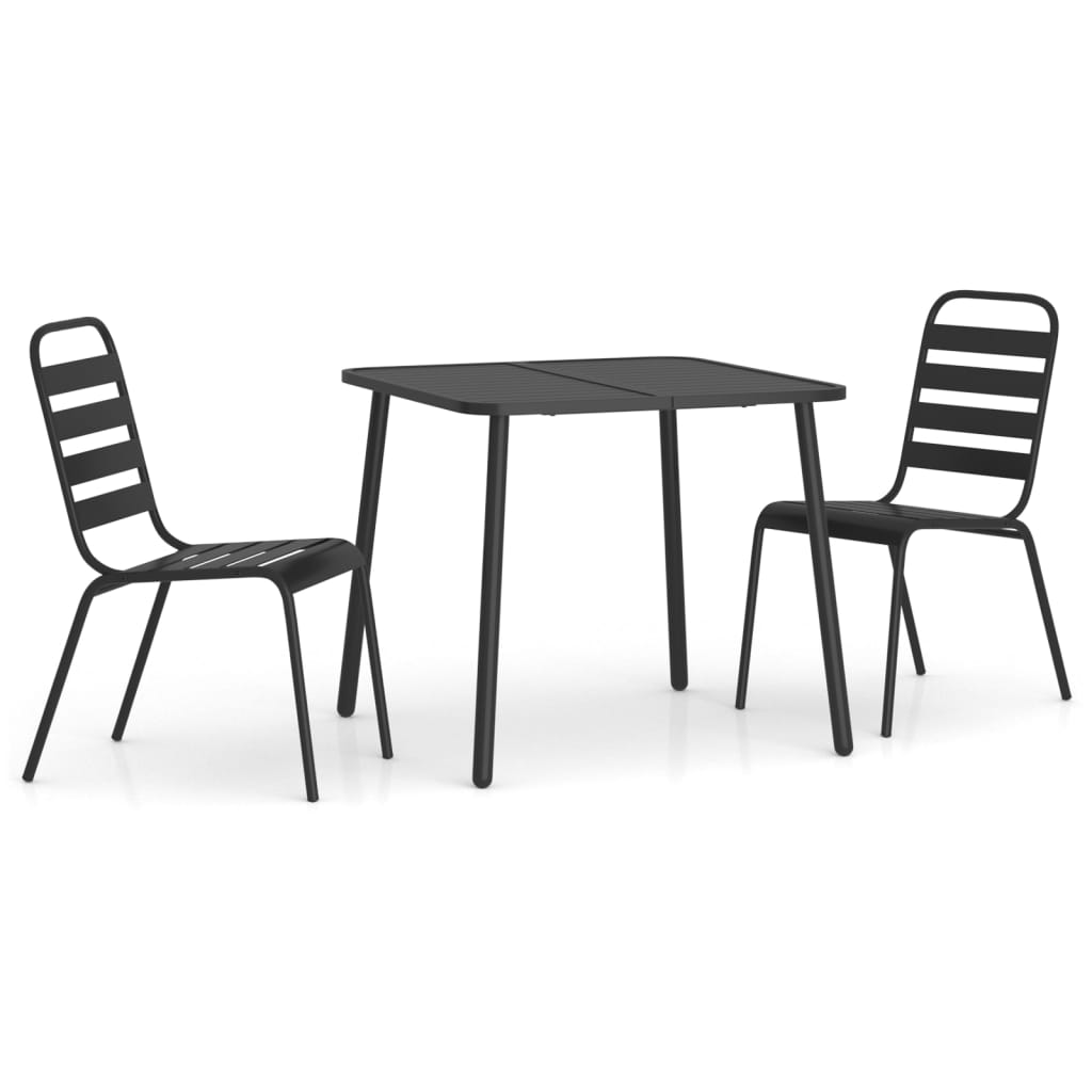 Set da Pranzo da Giardino 3 pz in Acciaio Antracite - immagine 2