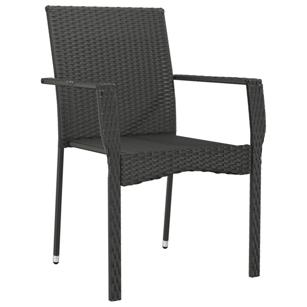 Sedie da Giardino con Cuscini 2 pz in Polyrattan Nere - immagine 4