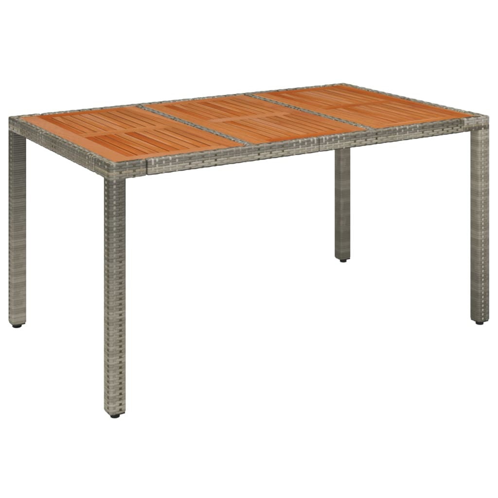 Tavolo da Giardino Piano in Legno Grigio 150x90x75cm Polyrattan - immagine 2