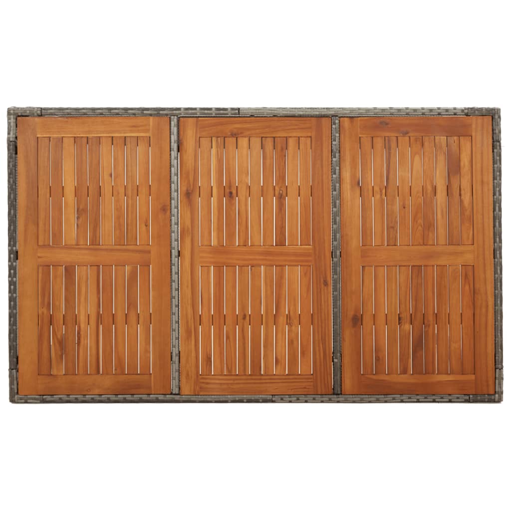 Tavolo da Giardino Piano in Legno Grigio 150x90x75cm Polyrattan - immagine 5