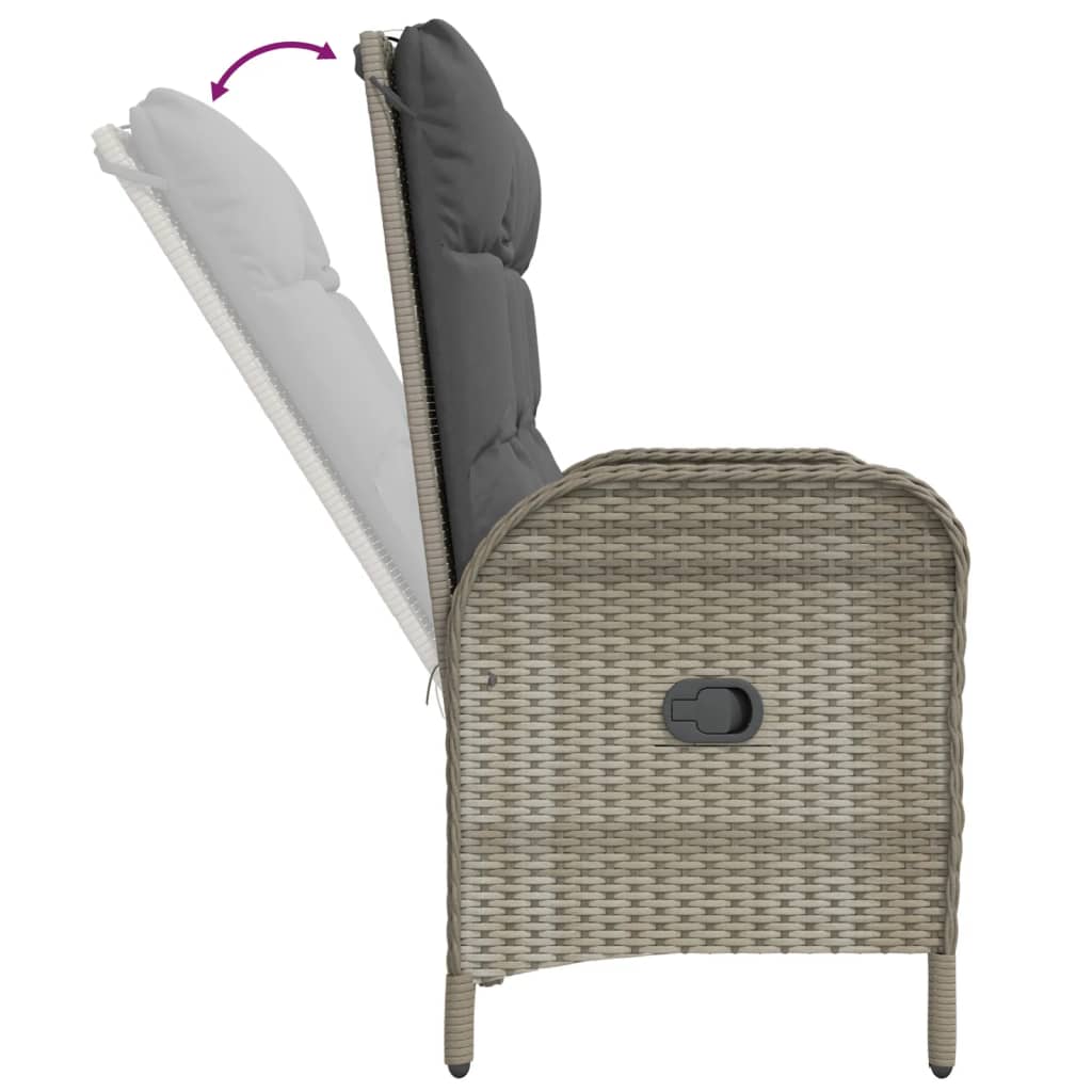 Set da Pranzo da Giardino 2 pz con Cuscini in Polyrattan Grigio - immagine 5