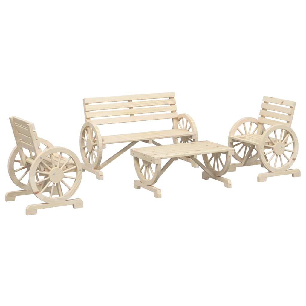 Set Salotto da Giardino 4 pz in Legno Massello di Abete - immagine 2