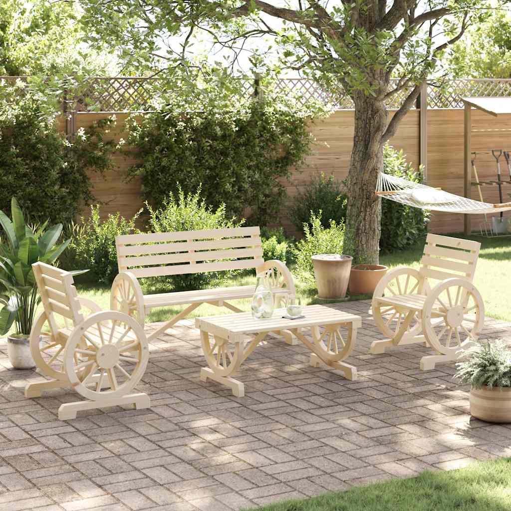 Set Salotto da Giardino 4 pz in Legno Massello di Abete - immagine 3