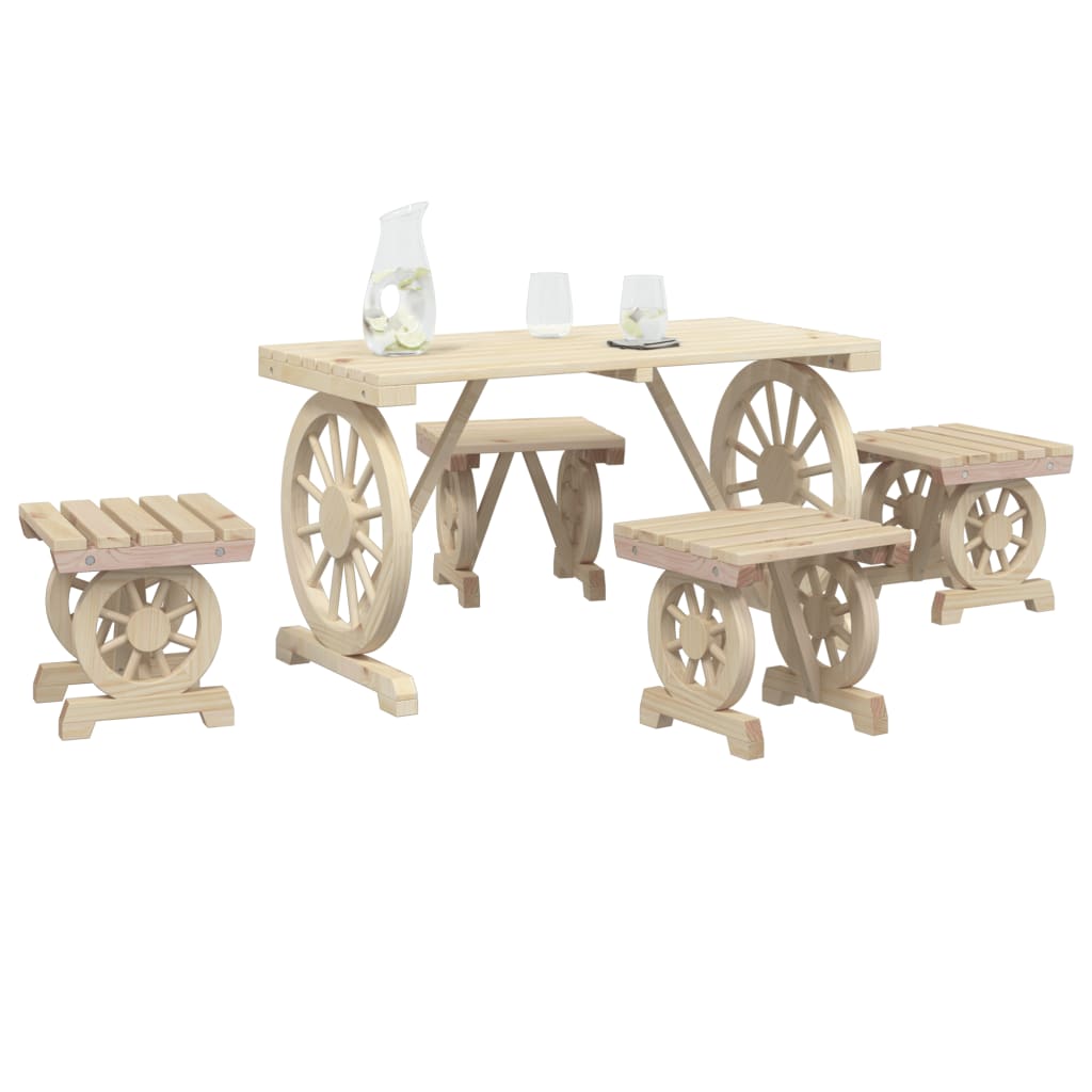 Set da Pranzo da Giardino 5 pz in Legno Massello di Abete - immagine 3