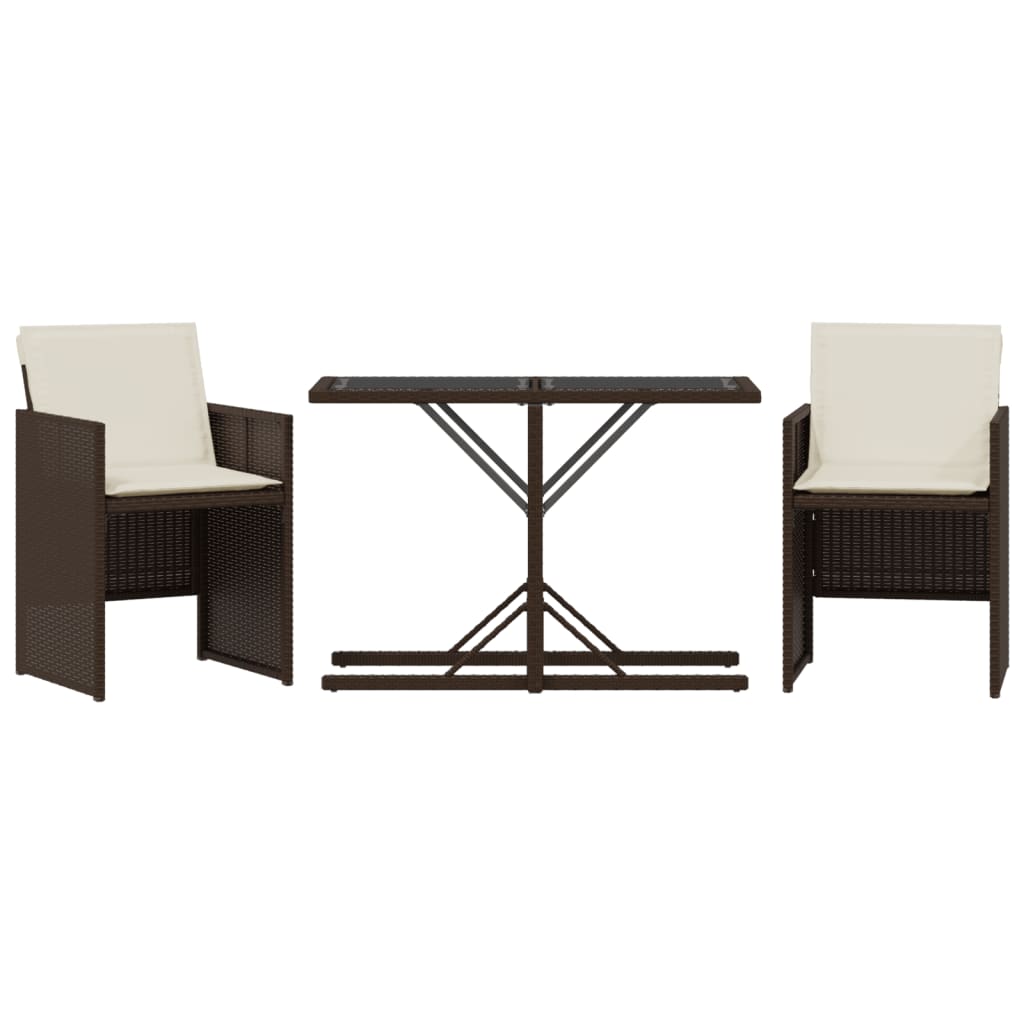 Set Bistrò 3 pz con Cuscini Marrone in Polyrattan - immagine 2