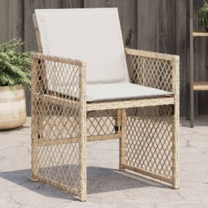 Sedie da Giardino con Cuscini 4 pz Beige in Polyrattan