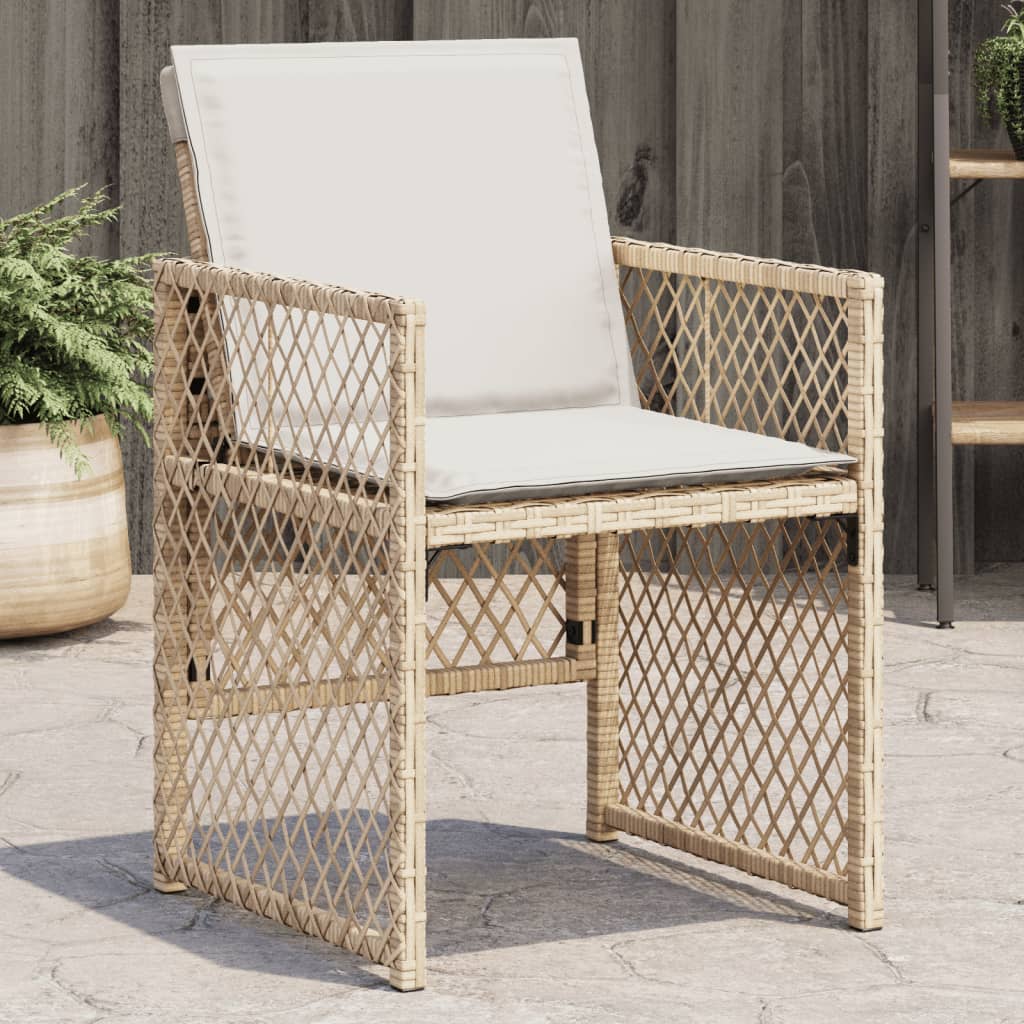 Sedie da Giardino con Cuscini 4 pz Beige in Polyrattan