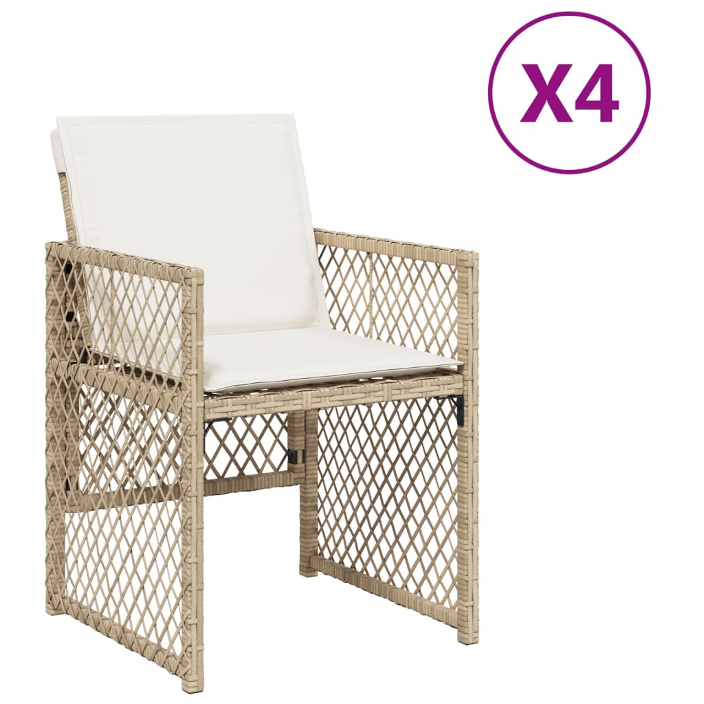 Sedie da Giardino con Cuscini 4 pz Beige in Polyrattan - immagine 2
