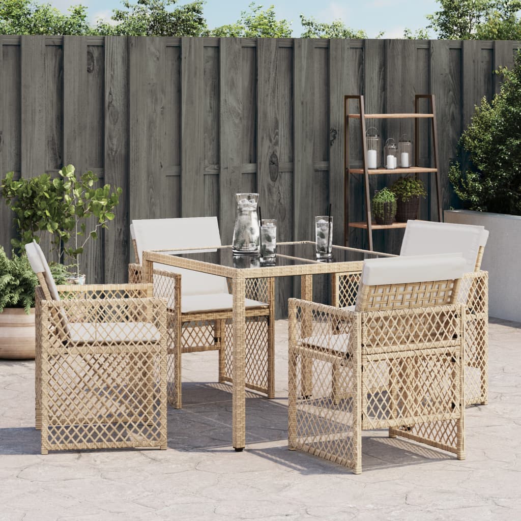 Sedie da Giardino con Cuscini 4 pz Beige in Polyrattan - immagine 3