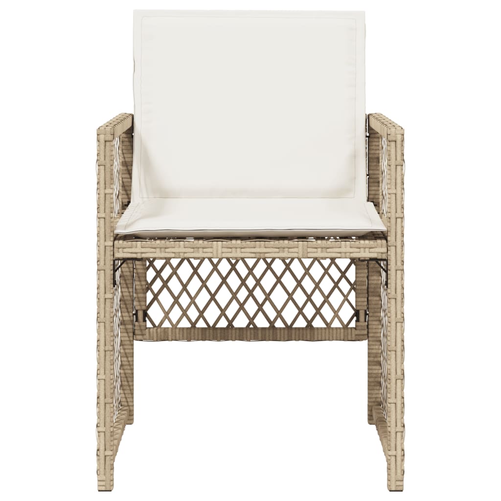 Sedie da Giardino con Cuscini 4 pz Beige in Polyrattan - immagine 4