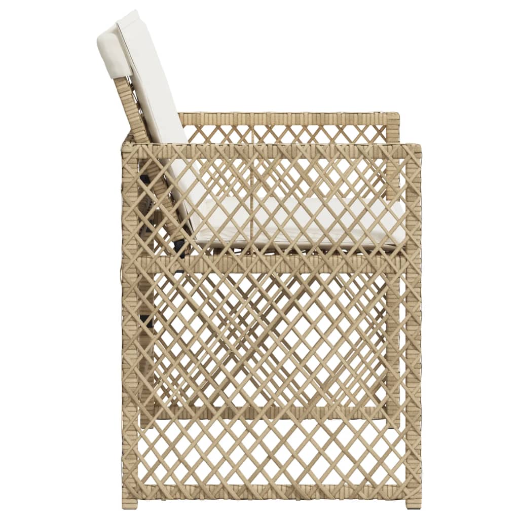 Sedie da Giardino con Cuscini 4 pz Beige in Polyrattan - immagine 5