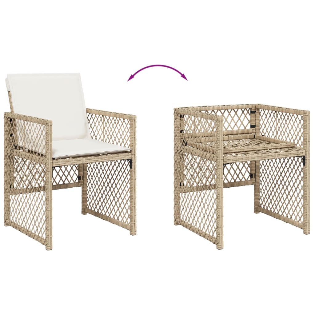 Sedie da Giardino con Cuscini 4 pz Beige in Polyrattan - immagine 7