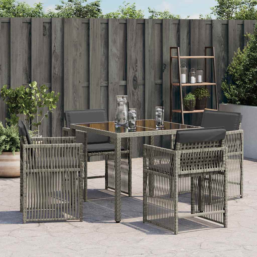 Sedie da Giardino con Cuscini 4 pz Marroni in Polyrattan - immagine 3