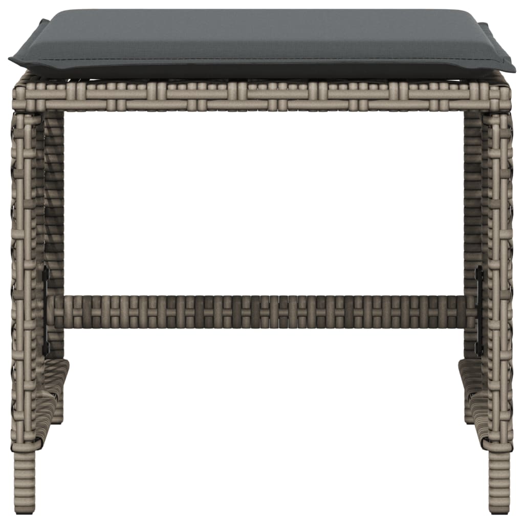 Sgabelli da Giardino con Cuscini 4pz Neri 41x41x36cm Polyrattan - immagine 5