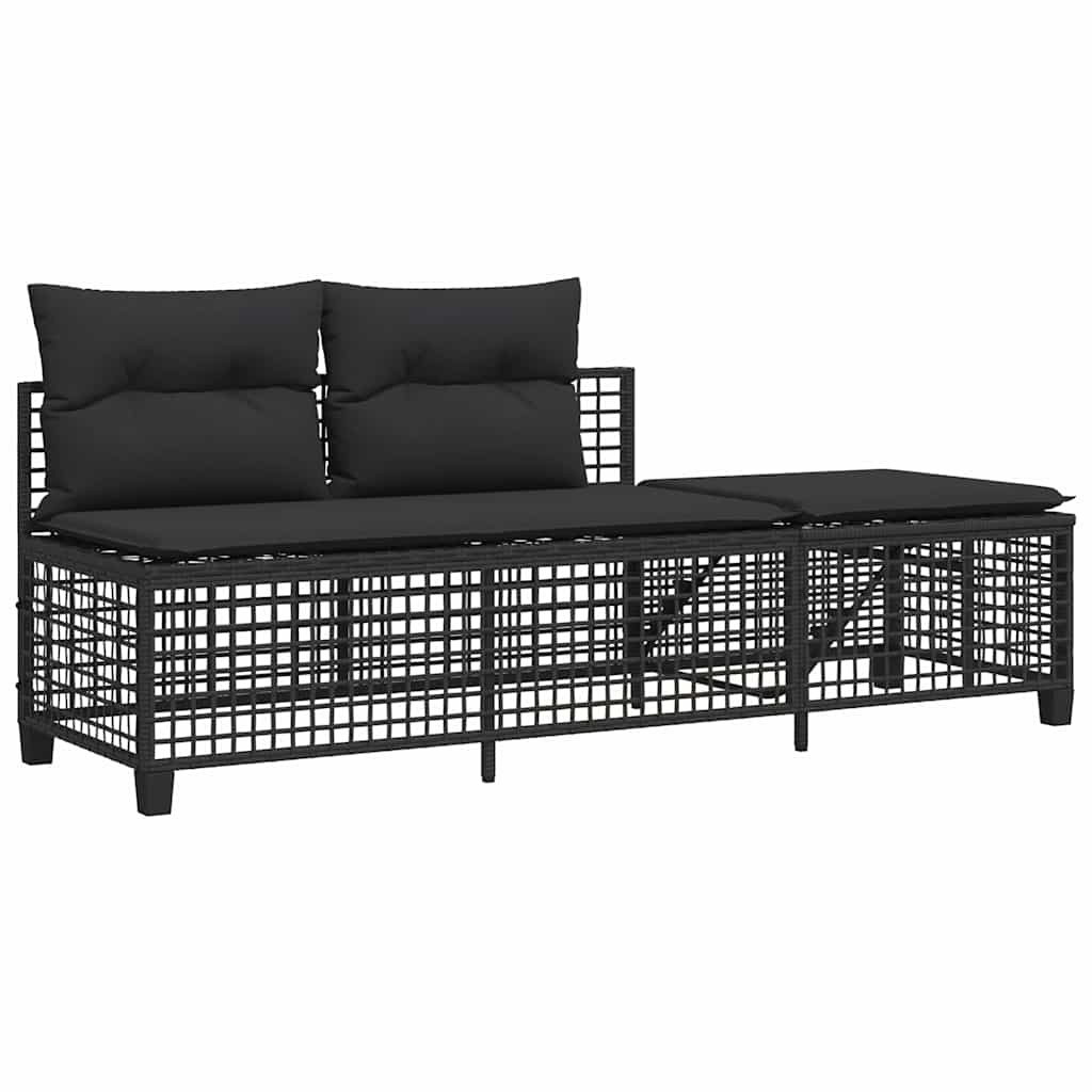 Set Divani ad Angolo 3 pz con Cuscini in Polyrattan Nero - immagine 5