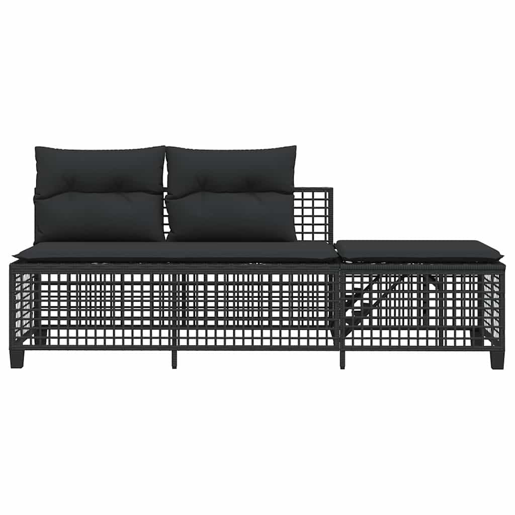 Set Divani ad Angolo 3 pz con Cuscini in Polyrattan Nero - immagine 6