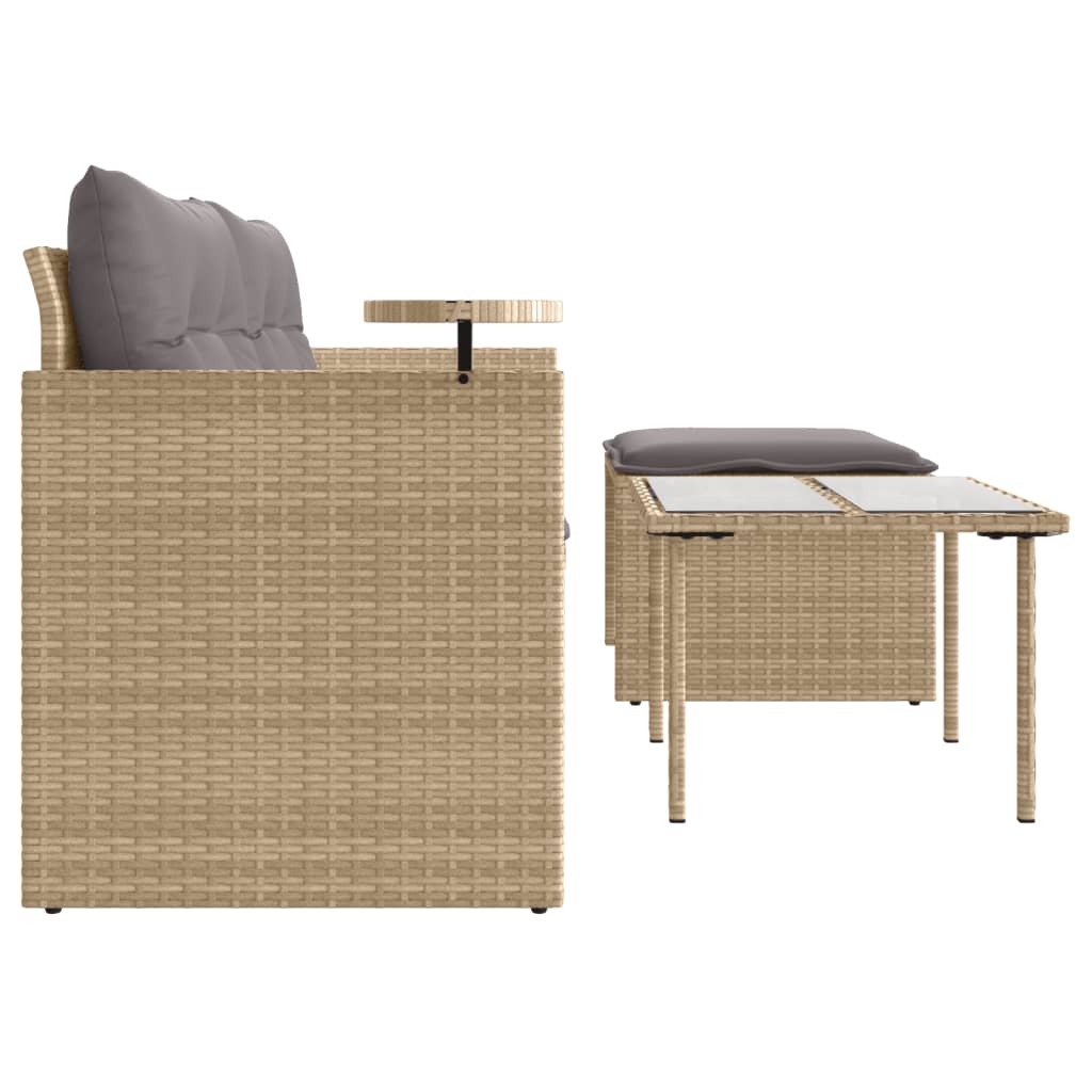 Set Divano da Giardino 3 pz con Cuscini Beige in Polyrattan - immagine 5