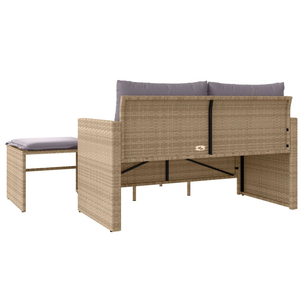 Set Divano da Giardino 3 pz con Cuscini Beige in Polyrattan - immagine 6