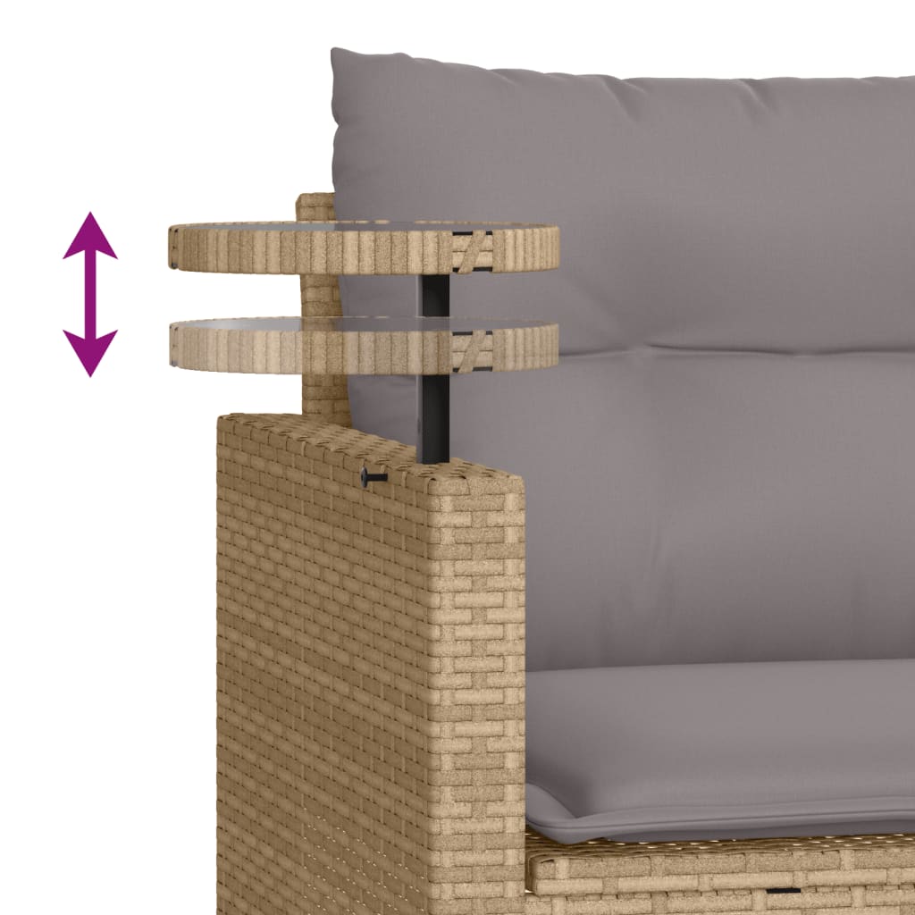 Set Divano da Giardino 3 pz con Cuscini Beige in Polyrattan - immagine 7