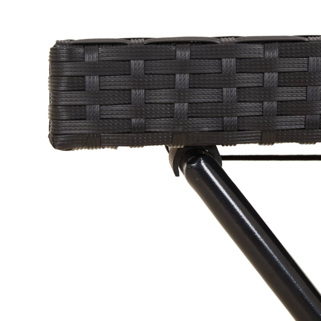 Tavolino Vassoio Pieghevole Nero 65x40x75 cm in Polyrattan - immagine 9