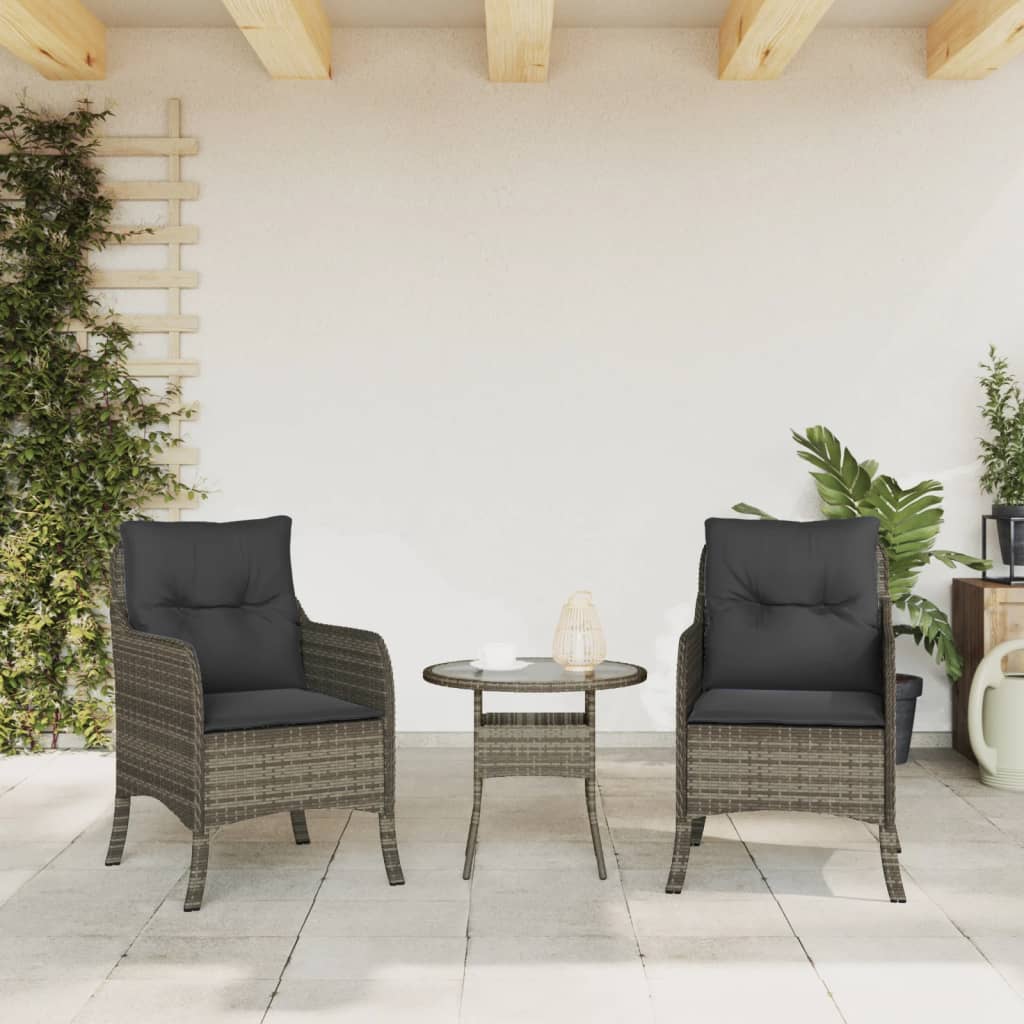Sedie da Giardino con Cuscini 2 pz Grigie in Polyrattan - immagine 3