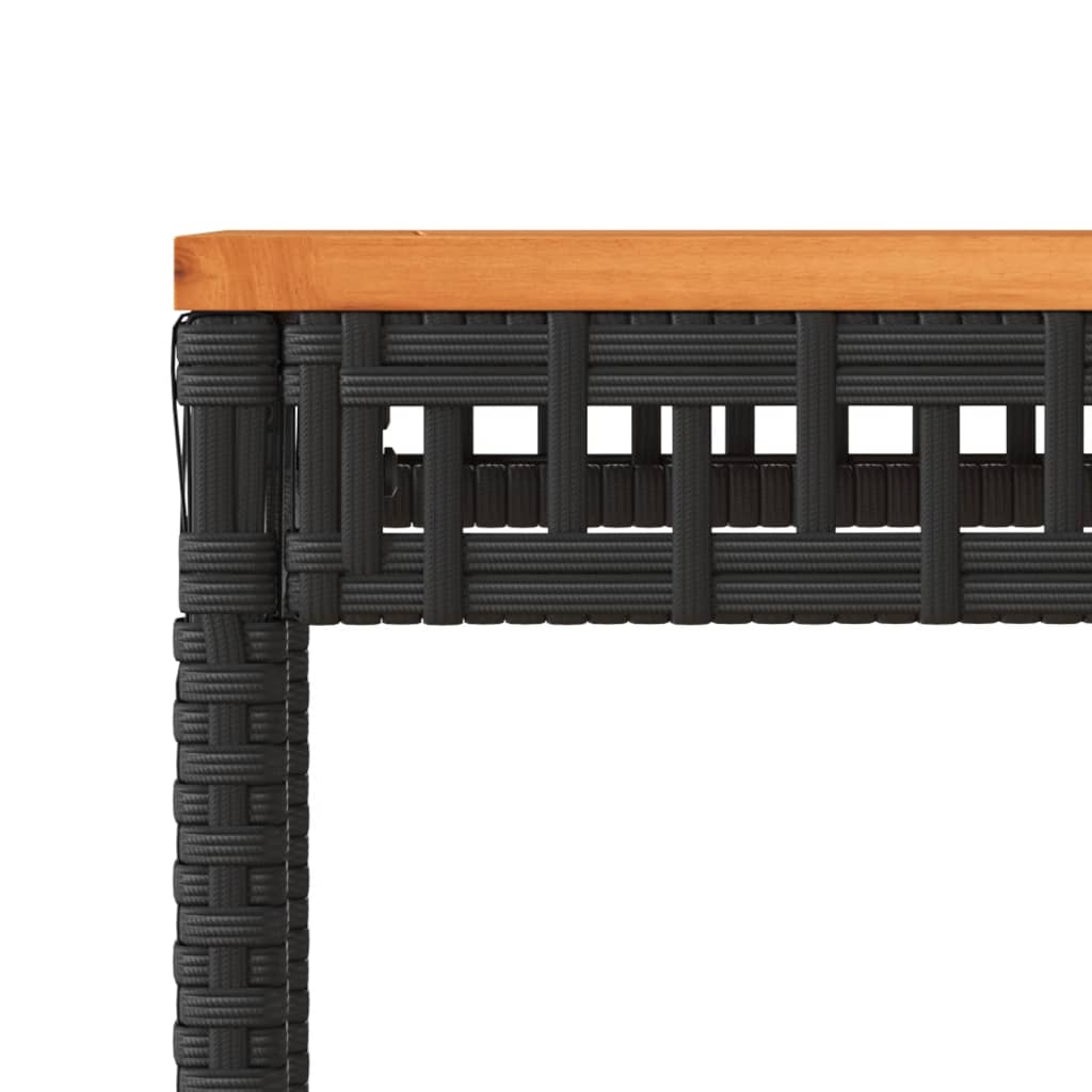 Tavolo da Giardino Nero 38x38x42cm in Polyrattan e Legno Acacia - immagine 7