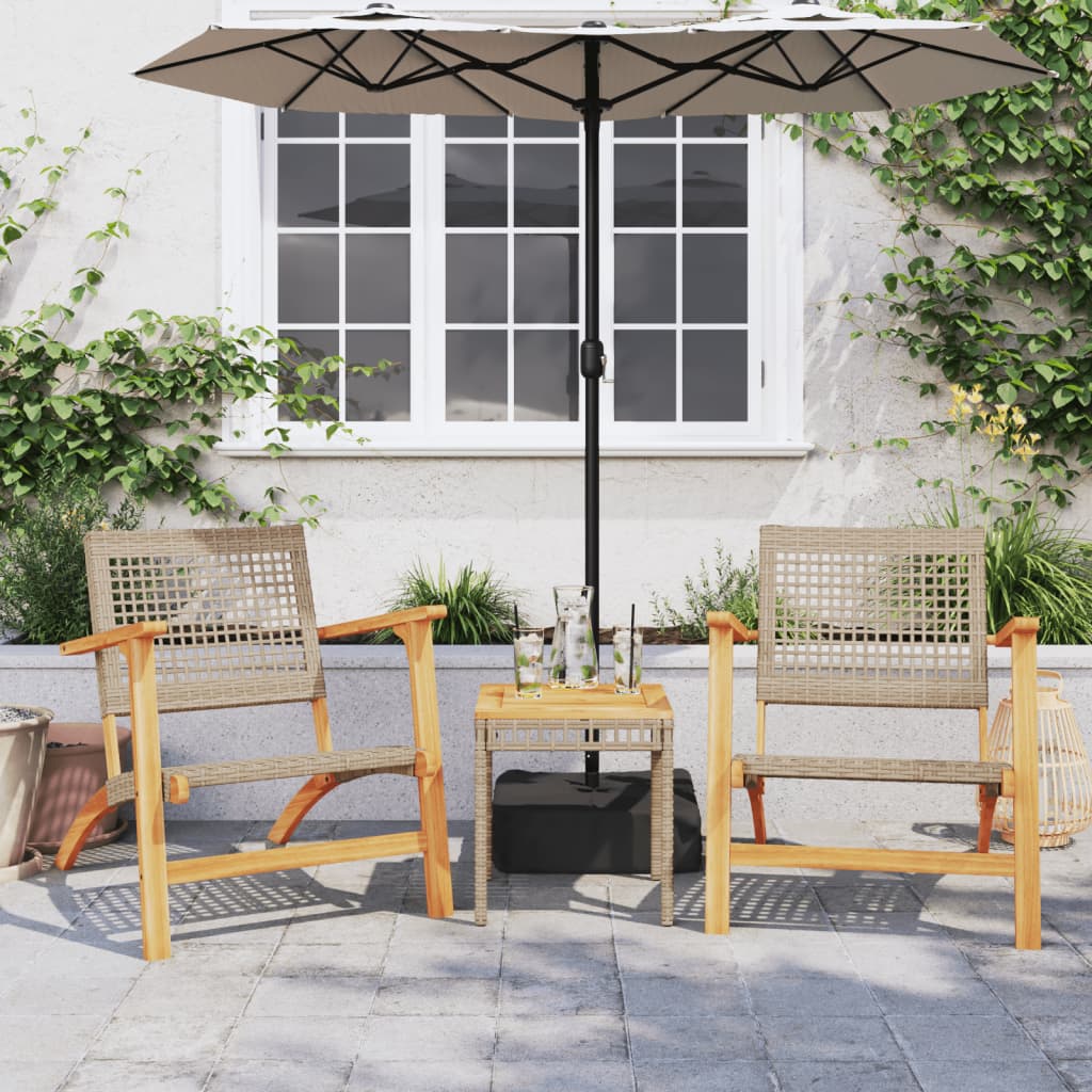Sedie da Giardino 2pz Beige in Polyrattan e Legno di Acacia - immagine 3