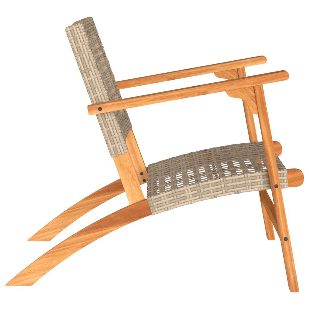 Sedie da Giardino 2pz Beige in Polyrattan e Legno di Acacia - immagine 6