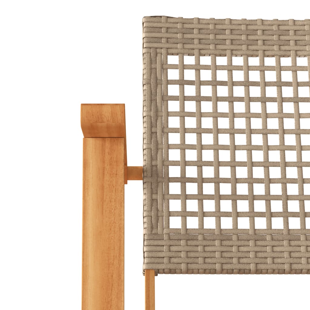 Sedie da Giardino 2pz Beige in Polyrattan e Legno di Acacia - immagine 8