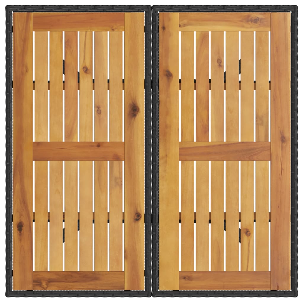Tavolo Giardino Piano Legno Acacia Nero 80x80x75 cm Polyrattan - immagine 6