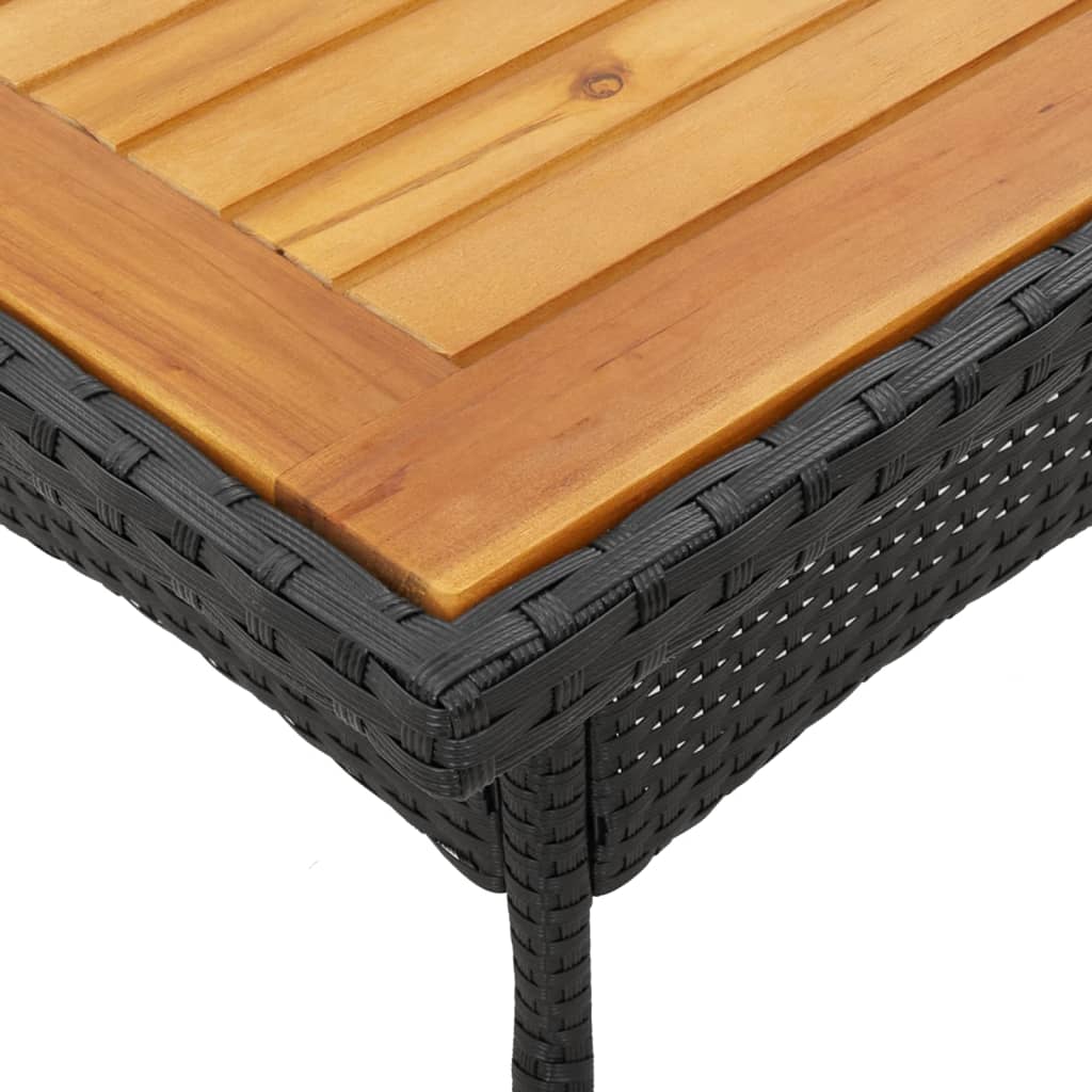 Tavolo Giardino Piano Legno Acacia Nero 80x80x75 cm Polyrattan - immagine 7