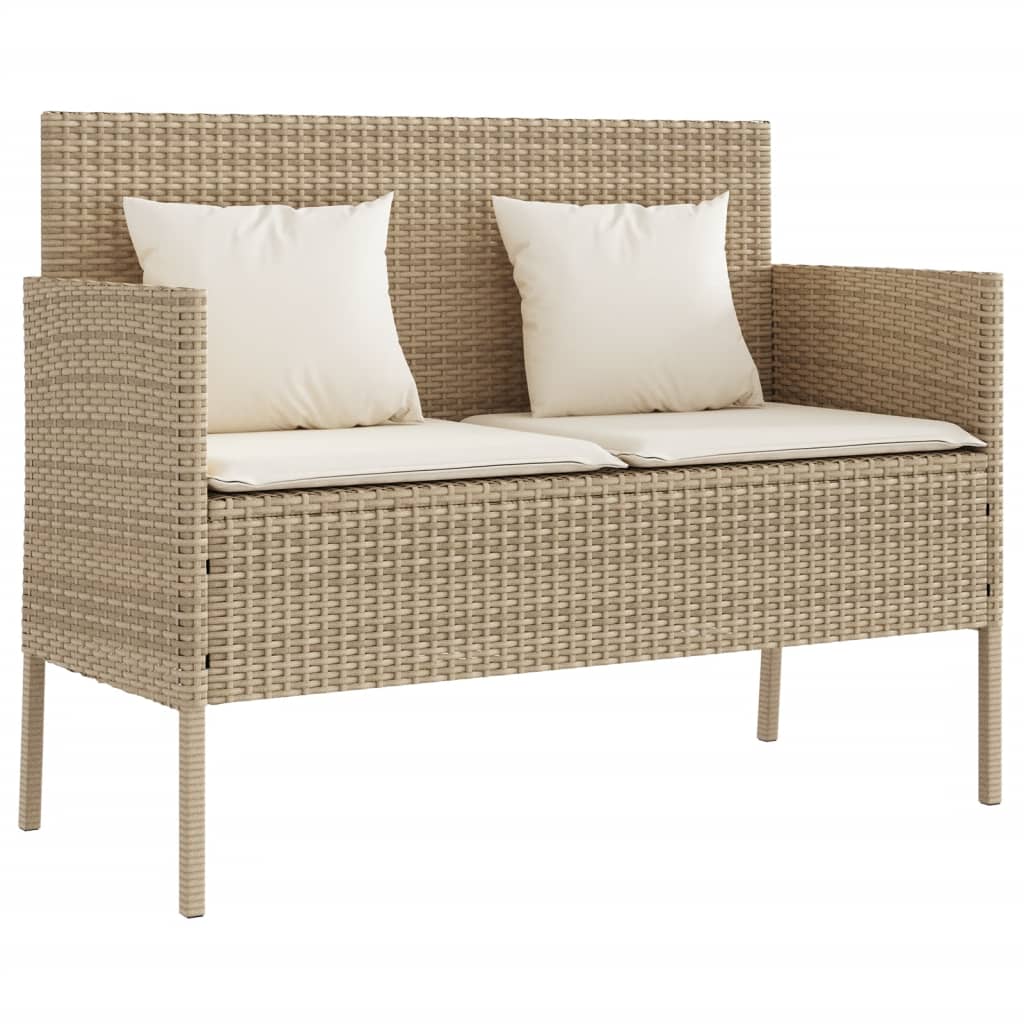 Panca da Giardino con Cuscini Beige in Polyrattan - immagine 2