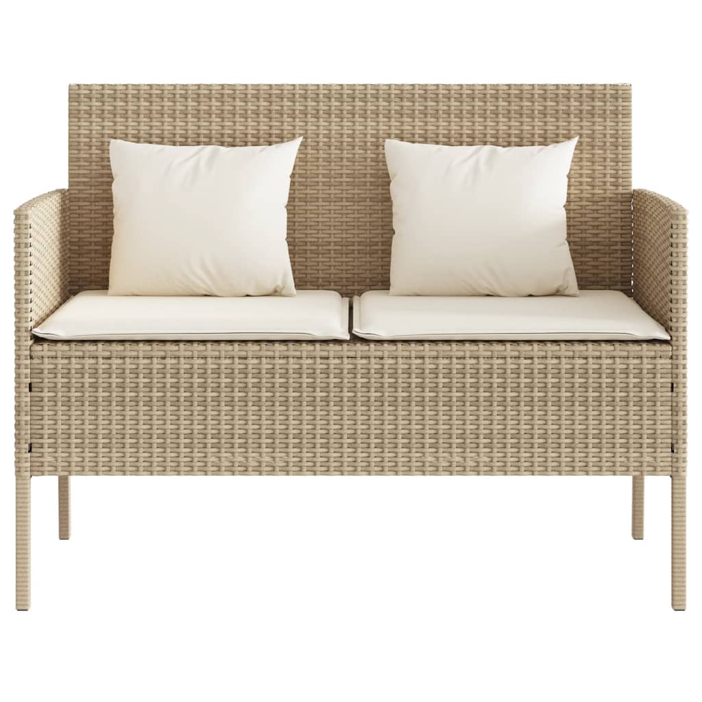Panca da Giardino con Cuscini Beige in Polyrattan - immagine 4