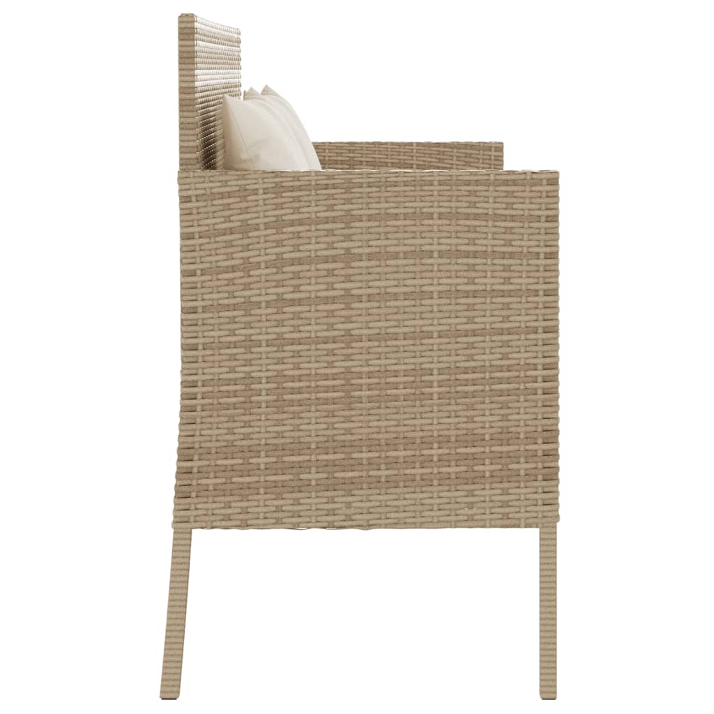 Panca da Giardino con Cuscini Beige in Polyrattan - immagine 5